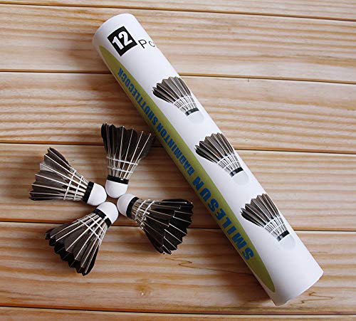Smilesun 12 Pcs Goose Feather Badminton Shuttlecocks for Outdoor/Indoor Sports Activities (Black) - Thumbnail 2