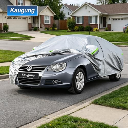 Image of Kaugung Car Cover Custom Fit for Volkswagen Eos (2006-2015), 6 Layers Waterproof All Weather for Automobiles Full Exterior Cover Rain Sun Snow Protector with Door Zipper. Silver