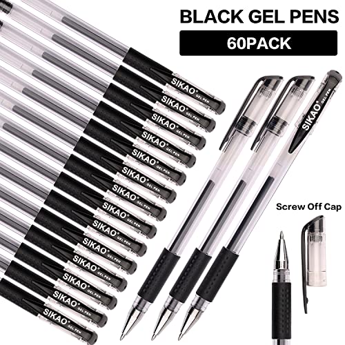 Bolígrafos Sikao Gel Negro 60 Pack Punta 0.7 mm miniatura 2