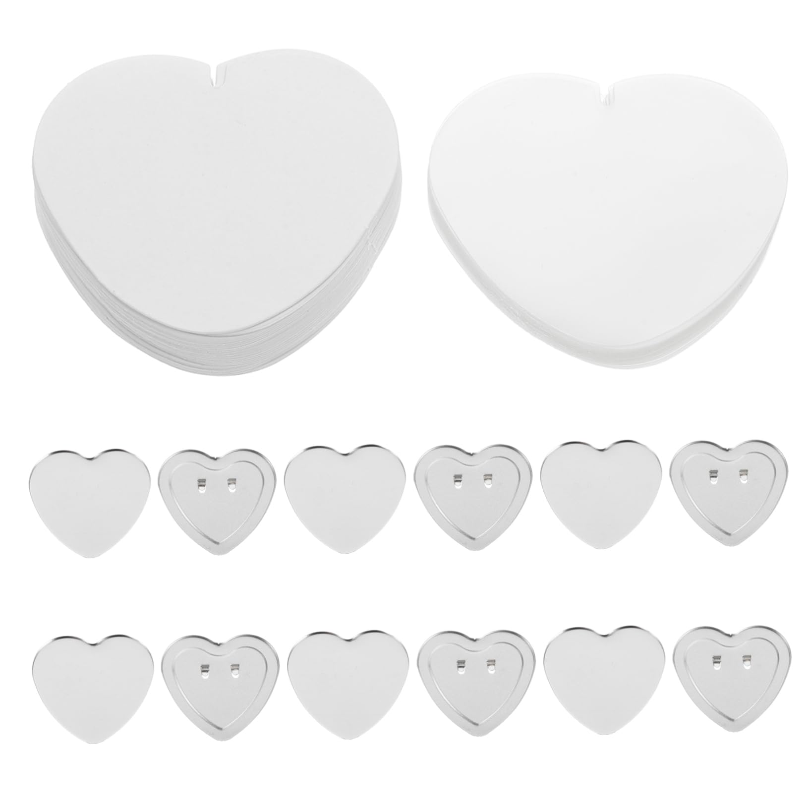 Bottoni a Forma di Cuore per Creazione Spille 100 Set