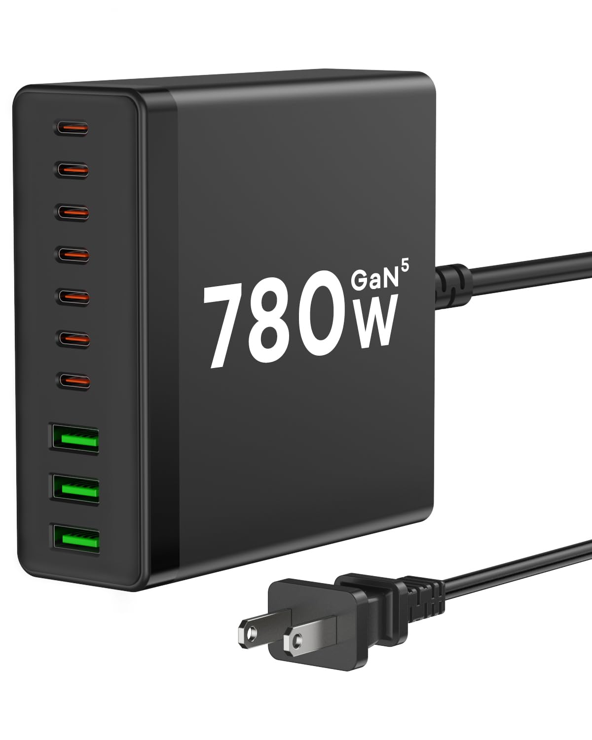 USB C Charger Block, 780W 10 Port Charging Station USB Charger Block Double 120W Gan Laptop Fast Charging Compatible with MacBook Air/Pro, iPhone,