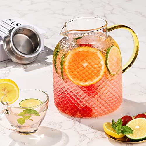 Water Jug, ZBUFAN 1.8L Glass Jug with Lid, Glass Water Jug for Fridge Heat Resistant Water Carafe, Pitcher for Juice Iced Tea - Image 2
