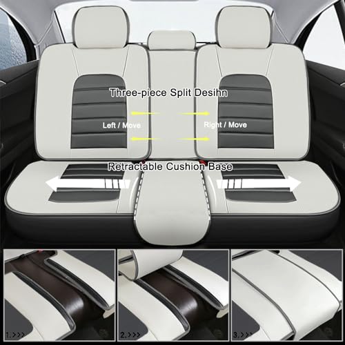 Image of Nappa Leather Seat Covers for Ford Bronco Sport 2021-2024,Car Seat Covers Full Set,Waterproof Seat Protectors Auto Seat Covers,Breathable Nonslip Interior Cover Seats for Cars(White and Gray)