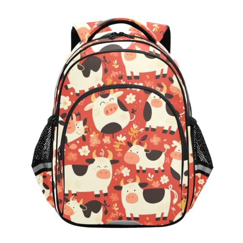 Sac à dos vache souriante rouge pour enfant de 3 à 12 ans