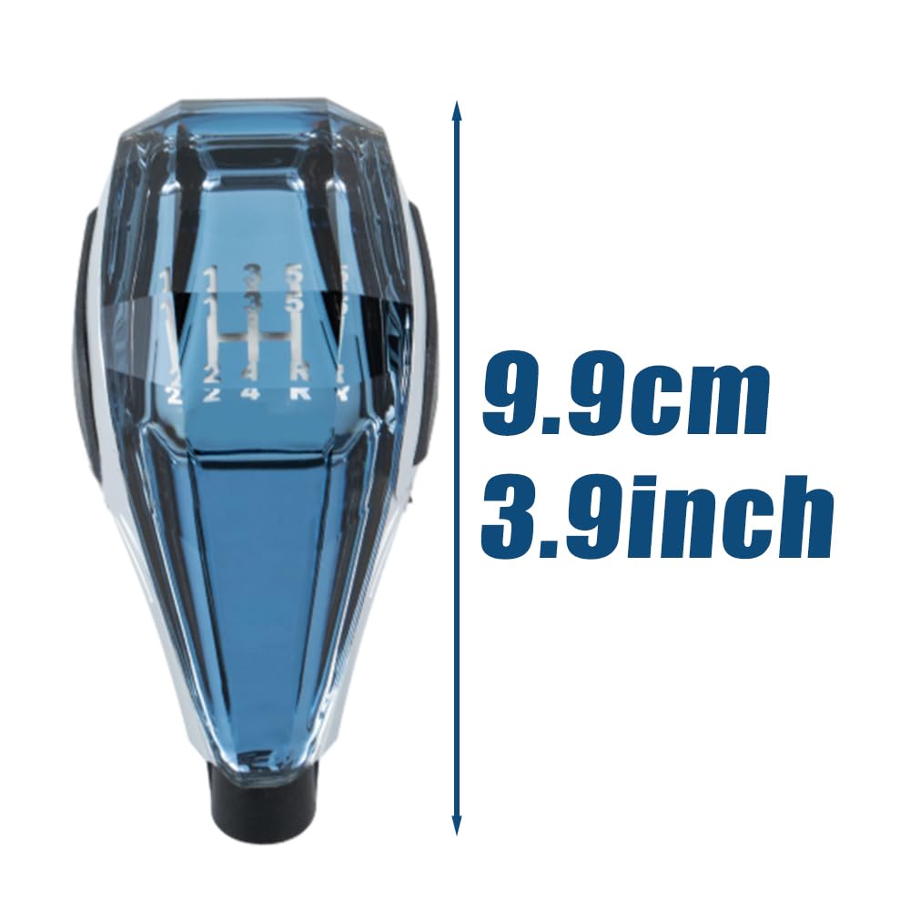 Riloer Perilla de palanca de cambios de cristal activado por tacto con luz LED ultra iluminada para coche de 5 velocidades