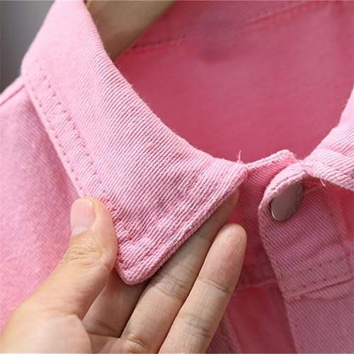 Kids Stylish Denim Jacket Long Sleeve Lapel Collar Button Up Denim Coat Girls Y2k Fall Winter Casual School Daily Wear3