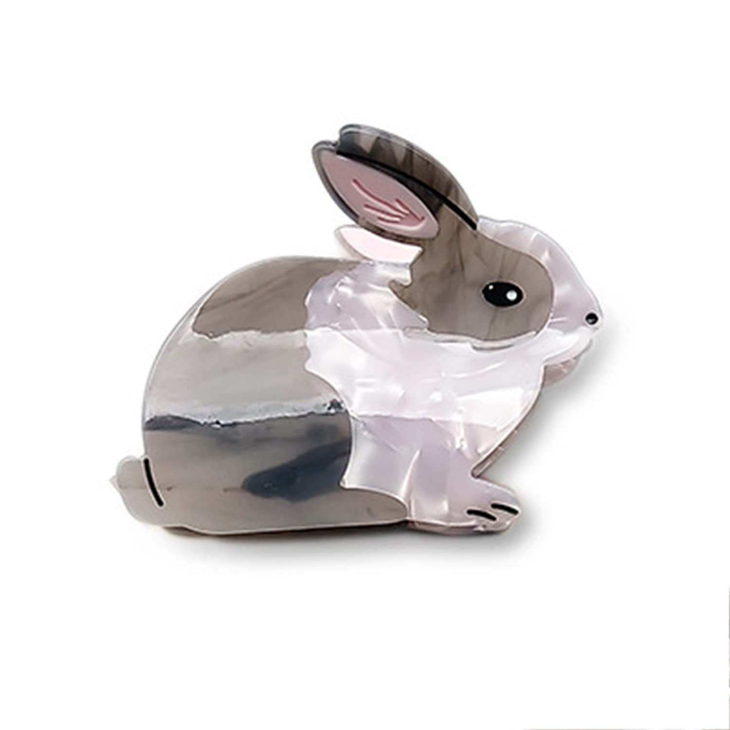 Cute Grey Bunny Hair Clips,Cellulose Acetate Small Hair Accessories for Girls