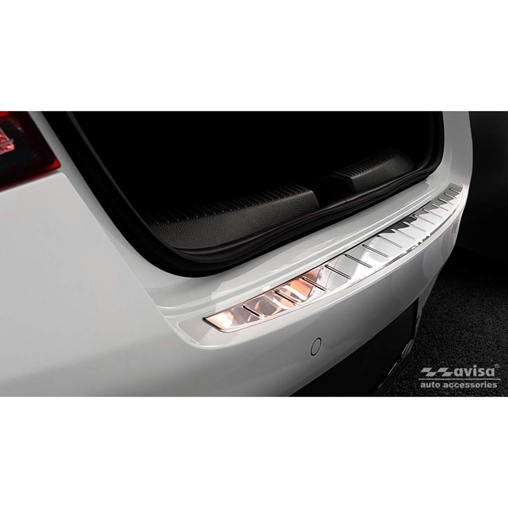 Protection Seuil Arrière INOX Pour Mercedes CLA II Shooting Brake (X118) 2019+ - Style 'Ribs', Argent