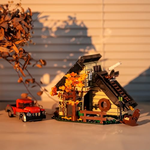 Image of House Building Set Compatible with Lego for Adults,A Frame Cabin Toy for Architecture Lovers,Gift for Halloween,Christams Home Decor 696 pcs