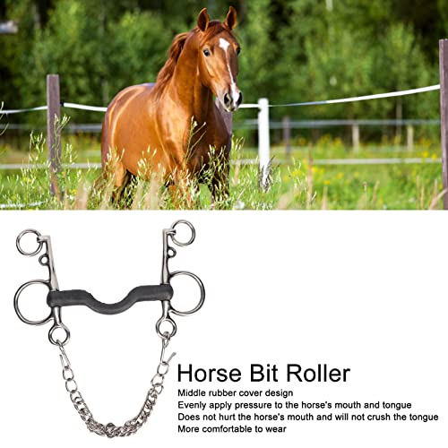 Pssopp Morso per Cavalli in Acciaio Inox, Filetto Equestre con Rivestimento in Gomma, Design Centrale Coperto, Accessori per Equitazione, 135mm