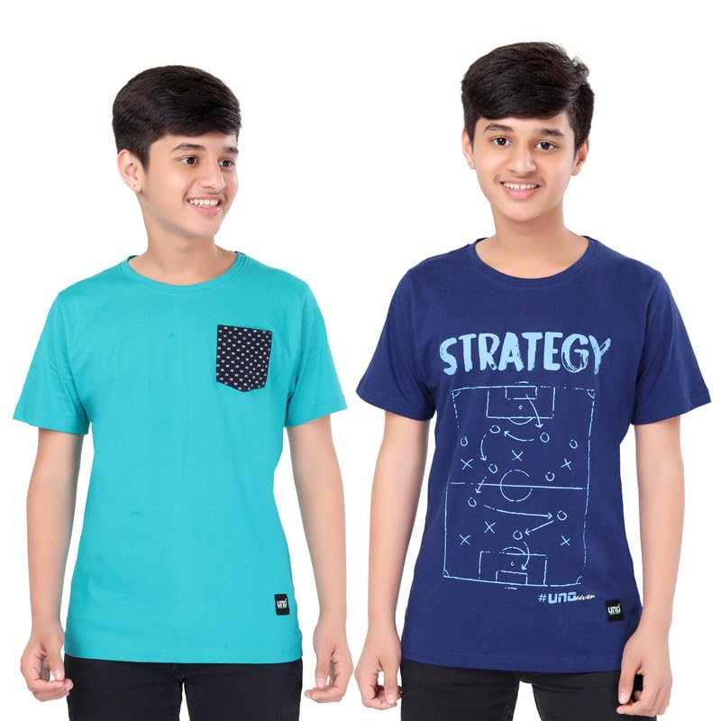 Image of UNOseven Boys Cotton T-Shirt - Pack of 2