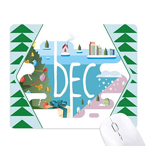 Tapis de souris illustration mois de decembre et sapin vert en caoutchouc antiderapant