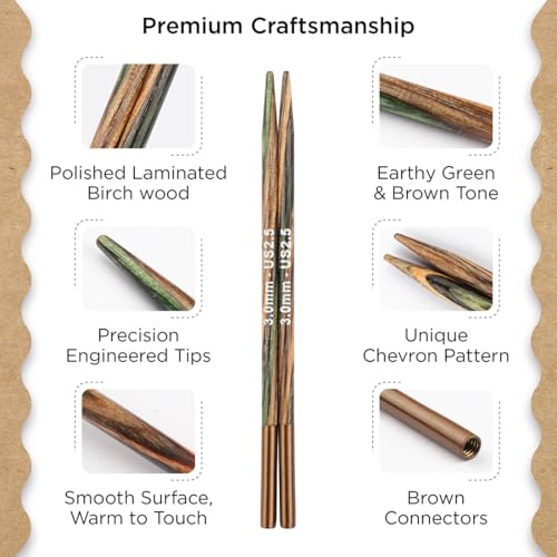 Image of Knitter's Pride Terra Regal Interchangeable Needle Set 4 inch inch (10cm) - 11 US Sizes (2.5 to 11)
