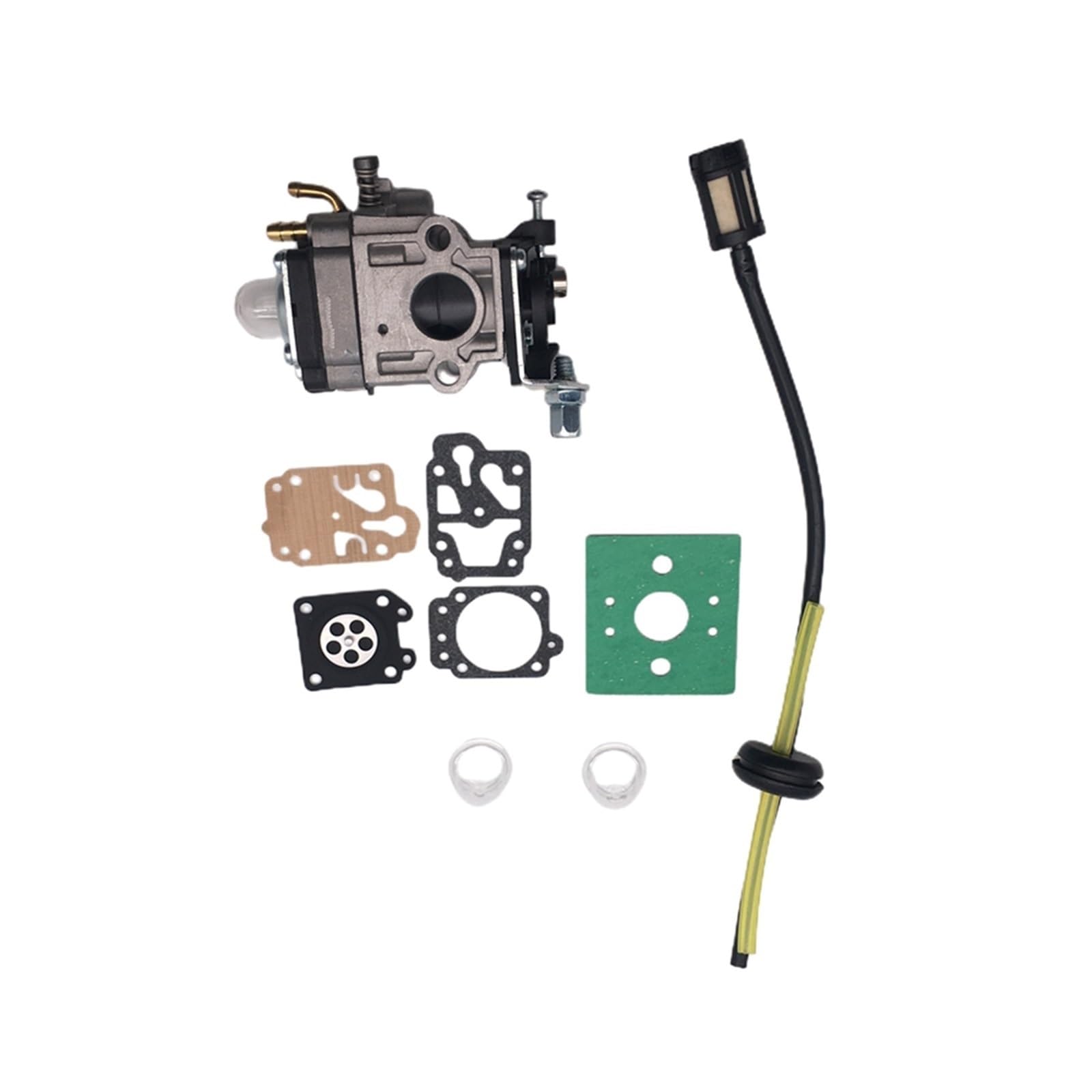 Tagliabordi Tagliaerba Carb Kit carburatore 52cc 49cc 43cc per motore 40-5 44-5 con tubo di tenuta per scintilla per candela filtro benzina carburatore(Bianco)