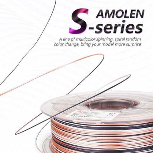Image of AMOLEN Silk PLA 3D Printer Filament, Shiny Multicolor Rainbow PLA Filament 1.75mm, Fast Color Change PLA 3D Printing Filament for Most FDM 3D Printer, Black Pink White, 1kg (2.2lbs)