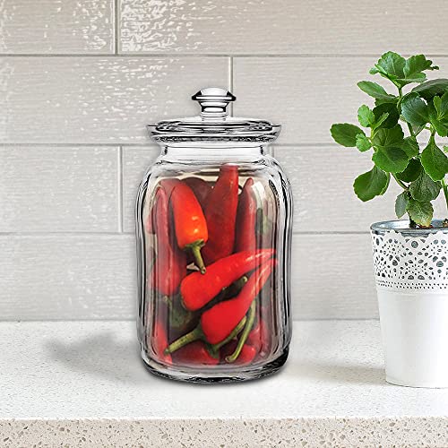 Image of STAR WORK - 1500 ml Glass Container Rose Gold Lid For Storage Jars For Kitchen -Pack of 4