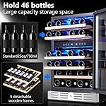 Kalamera 24 inch Wine Cooler, 46 Bottle - Dual Zone Built-in or Freestanding Fridge with Stainless Steel Reversible Glass Door, for Home, Kitchen, or Office. - Image 2