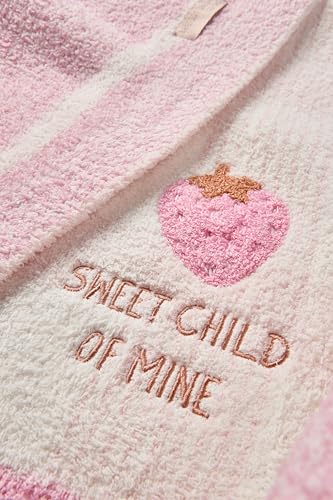Image of Barefoot Dreams CozyChic Strawberry Stroller Blanket, Pink Sand Multi, 30 inchx40 inch