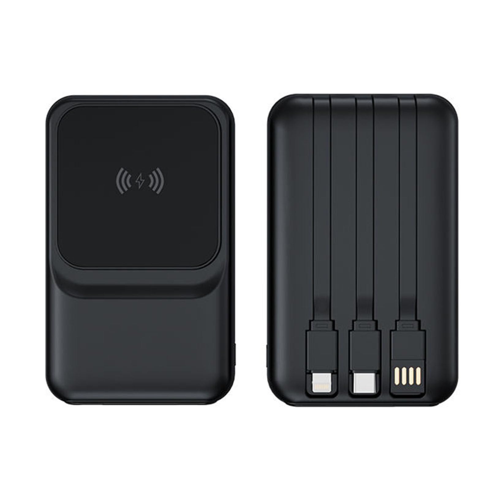 Banco de energía portátil de 20000 mAh, Carga ultrarrápida inalámbrica magnética de 22,5 W con Cable Incorporado, para teléfonos móviles y Auriculares Bluetooth,Black