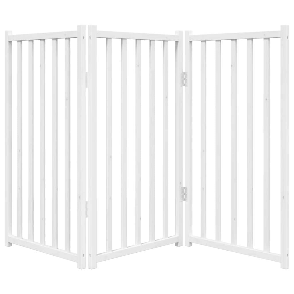 Hundegitter Freistehend Weiß - 3-TLG. Hundetor Faltbar aus Tannenholz, 150x90 cm Absperrgitter ohne Bohren für Hunde, Treppenschutzgitter für Wohnzimmer & Küche