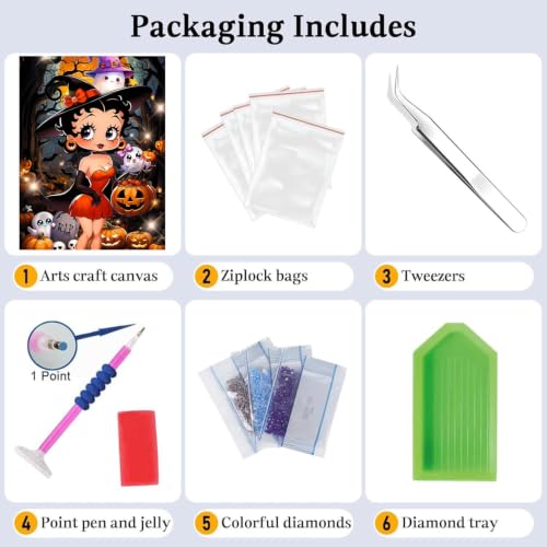 Image of JAKI Halloween Diamond Art Painting Kits for Adults,Diamond Art for Adults