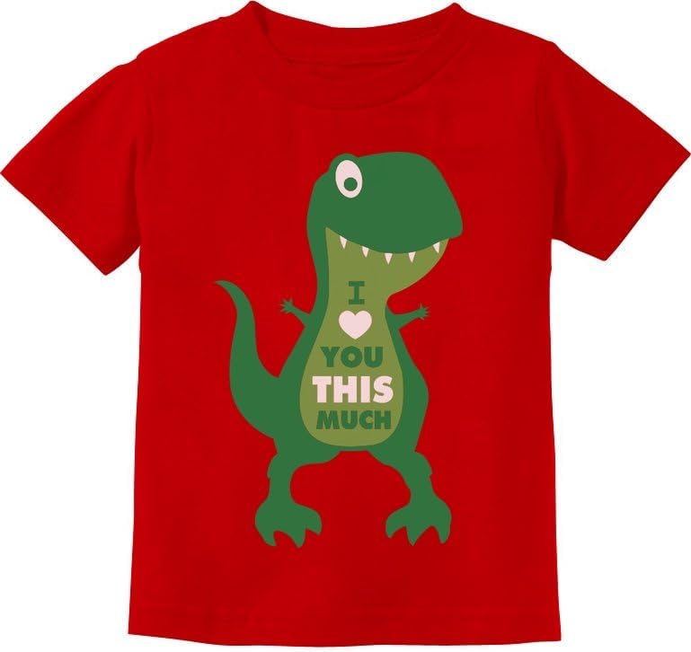 Tstars Valentine's Day Outfit I Love You This Much T Rex Raptor Infant Kids T-Shirt