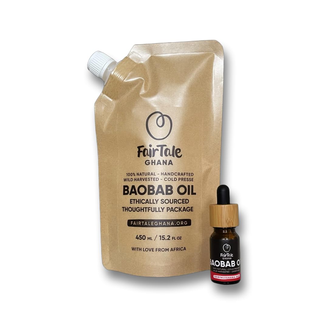 Baobab Oil 15.2 fl oz | 450 ml - 100% Natural Unrefined Cold-Pressed Face Body Hair Oil Africa