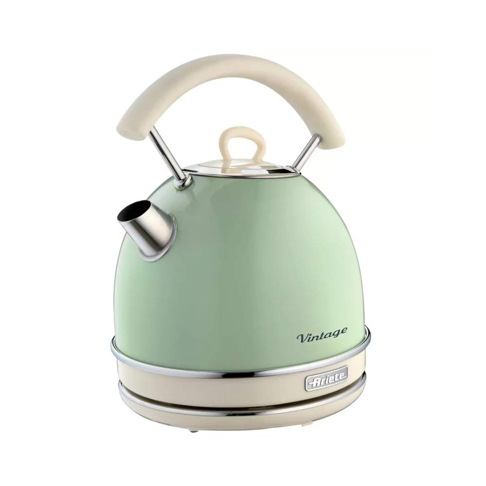 Ariete Retro Style Dome Kettle And 2 Slice Toaster Set, Vintage Design, Green