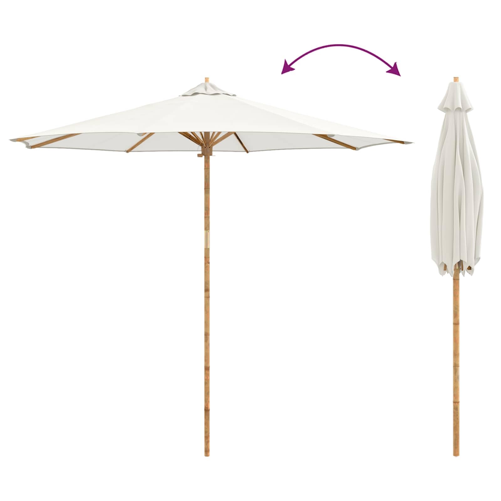SYDE Kremowy parasol ogrodowy 270 x 260 cm bambusowy