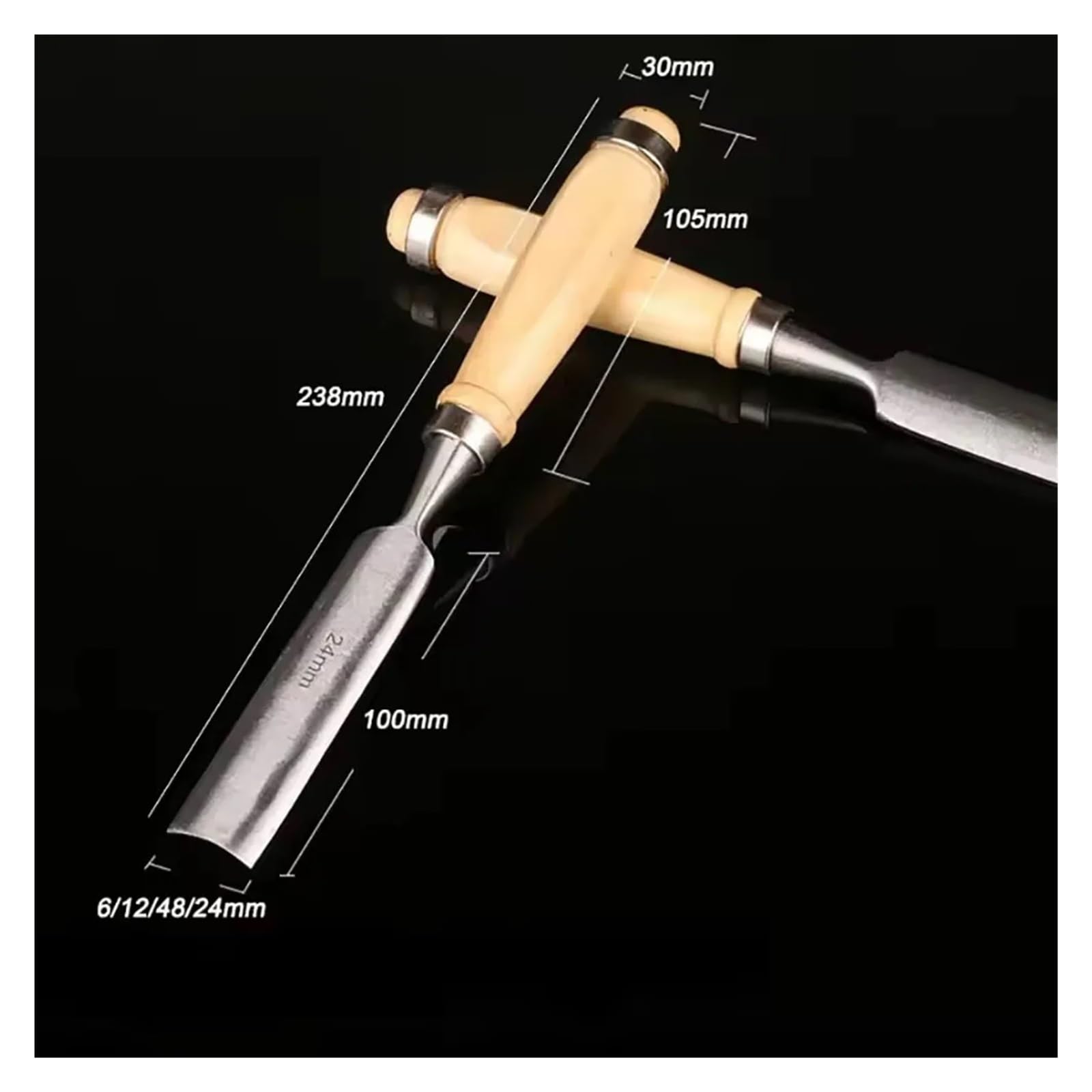 4 Szt. Narzędzia Pomocnicze DIY Zestaw Dłut Do Rzeźbienia W Drewnie 6/12/18/24 Mm Stolarz Wyposażony Ergonomię