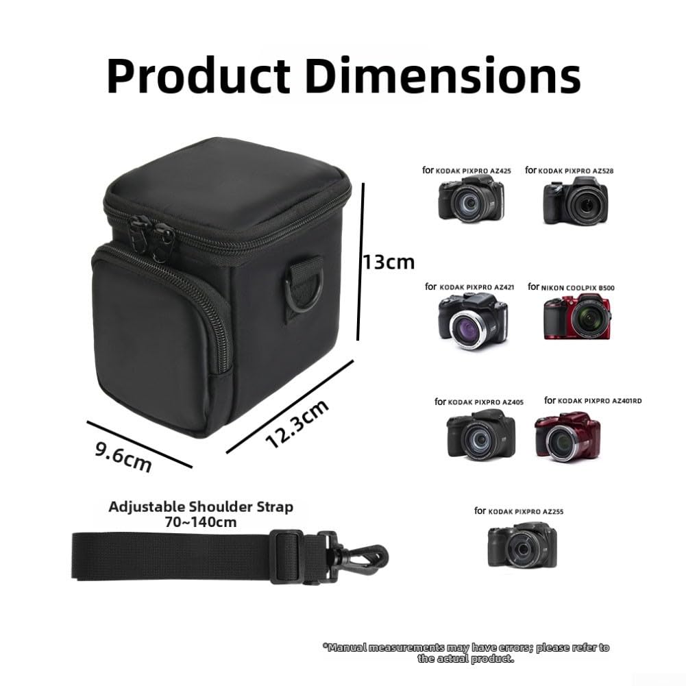 Whychstore Custodia compatta da viaggio per fotocamera Kodak PIXPRO AZ405 AZ425 AZ255 AZ401 AZ528 con cinghie regolabili e tessuto in nylon, custodia protettiva rigida in EVA con poket