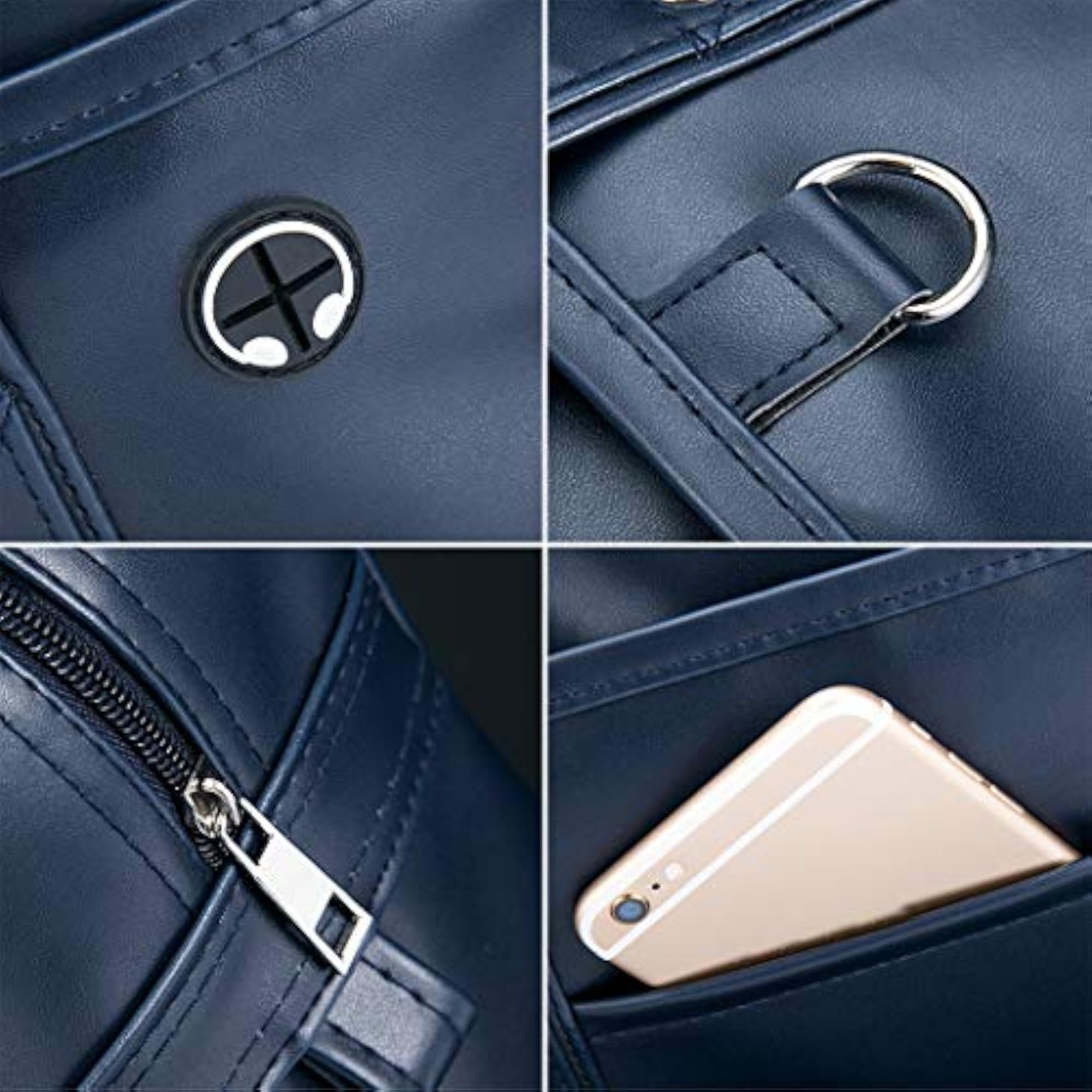 Faux Leather Waterproof Tote Handbag, Unisex Multi-pocket Bag