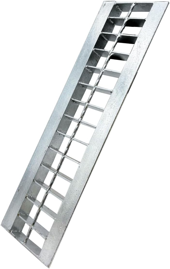 Galvanized Steel Drain Grate with Lip 24x4 for Vodaland 4” Trench, Outdoor Drain Cover, B Class Replacement Sewer Grate Durable, Sliver Rectangle Drainage Grate for Driveway, Concrete, Yard