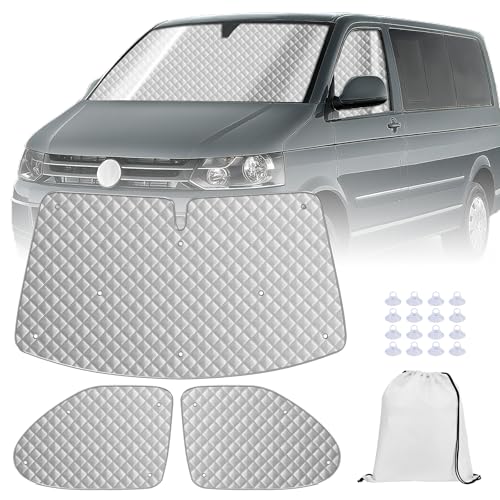 MaxEarn Sonnenschutz Auto Frontscheibe für VW T5 T6, 3PCS Luxus Thermomatte Fahrerhaus, UV-Schutz Auto Windschutzscheibe Sonnenschutz für V-W Wohnmobil Vans VW T5 T6 MaxEarn Sonnenschutz Auto Frontscheibe für VW T5 T6, 3PCS Luxus Thermomatte Fahrerhaus, UV-Schutz Auto Windschutzscheibe Sonnenschutz für V-W Wohnmobil Vans VW T5 T6