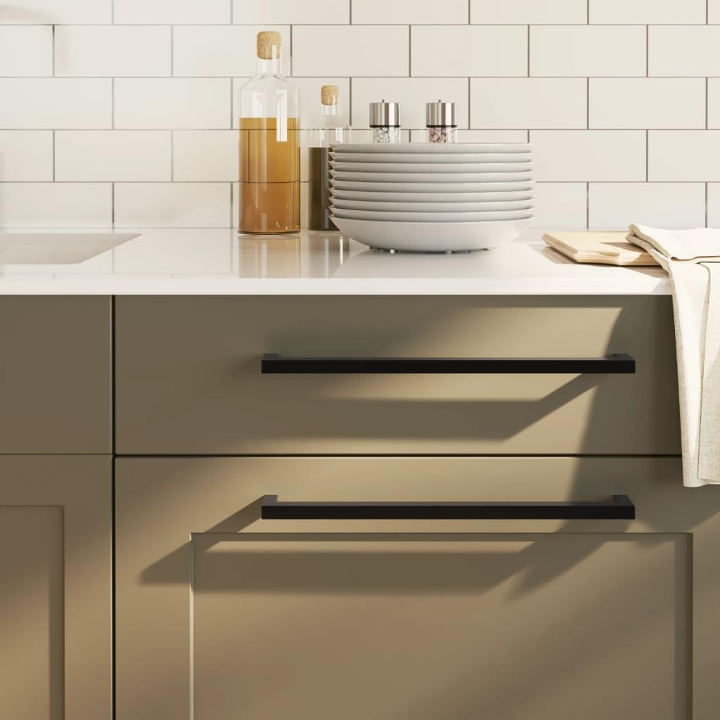 Tiradores para muebles de acero inoxidable, color negro, 10 unidades, 320 mm, tirador de armario para cocina, baño, oficina, cómoda, perchero con tornillos recortables, diseño moderno
