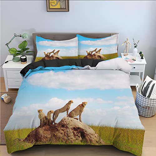 Housse de couette 160x200 léopard bleu microfibre avec zip pratique - 2