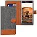 kwmobile Wallet Case for BlackBerry Priv - Fabric and PU Leather Flip Cover with Card Slots and Stand - Anthracite/Brown