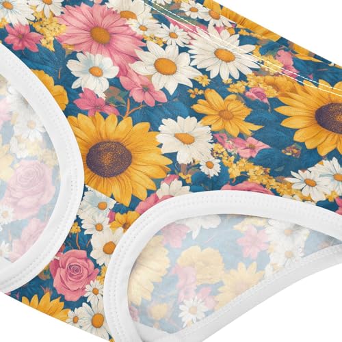 Girls Underwear Soft Cotton Sunflower Rose Kids Panties in Sizes 2/3t, 4t, 5t, 6 and 84