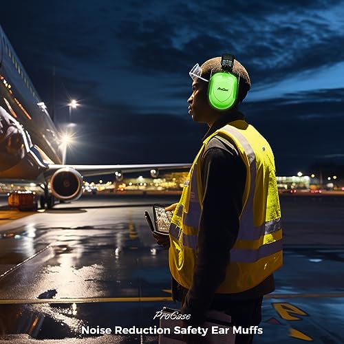 Image of ProCase Noise Reduction Ear Muffs, Sound Proof Ear Protection, NRR 28dB Noise Cancelling Headphones for Adults Kids Autism, Hearing Protection for Shooting Gun Range Mowing -Luminous
