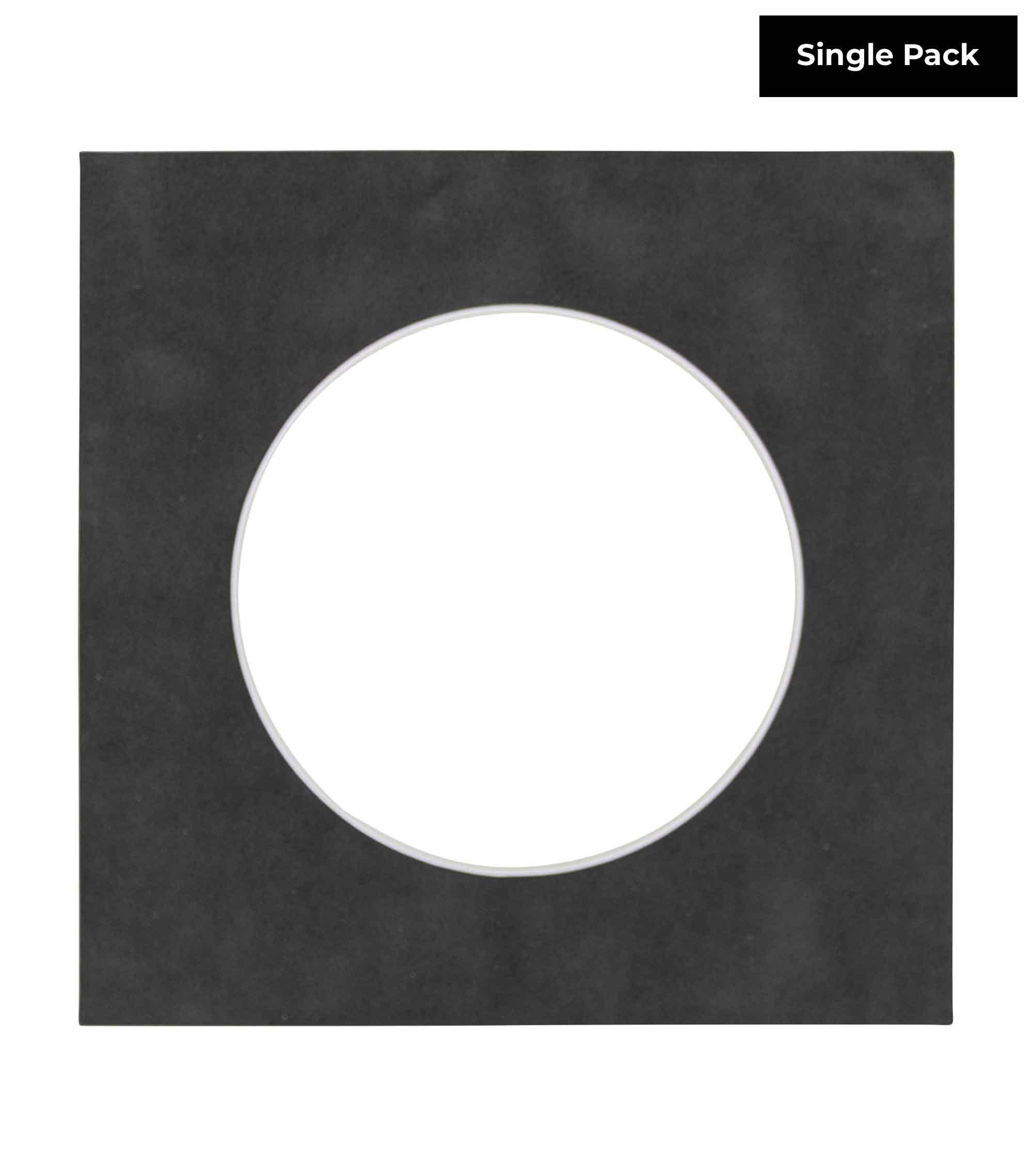 CountryArtHouse Dark Grey Suede Acid Free 10x10 Circle Picture Frame Mat with White Core Bevel Cut for 6x6 Pictures - Fits 10x10 Frame - Pack of 1 Matboard