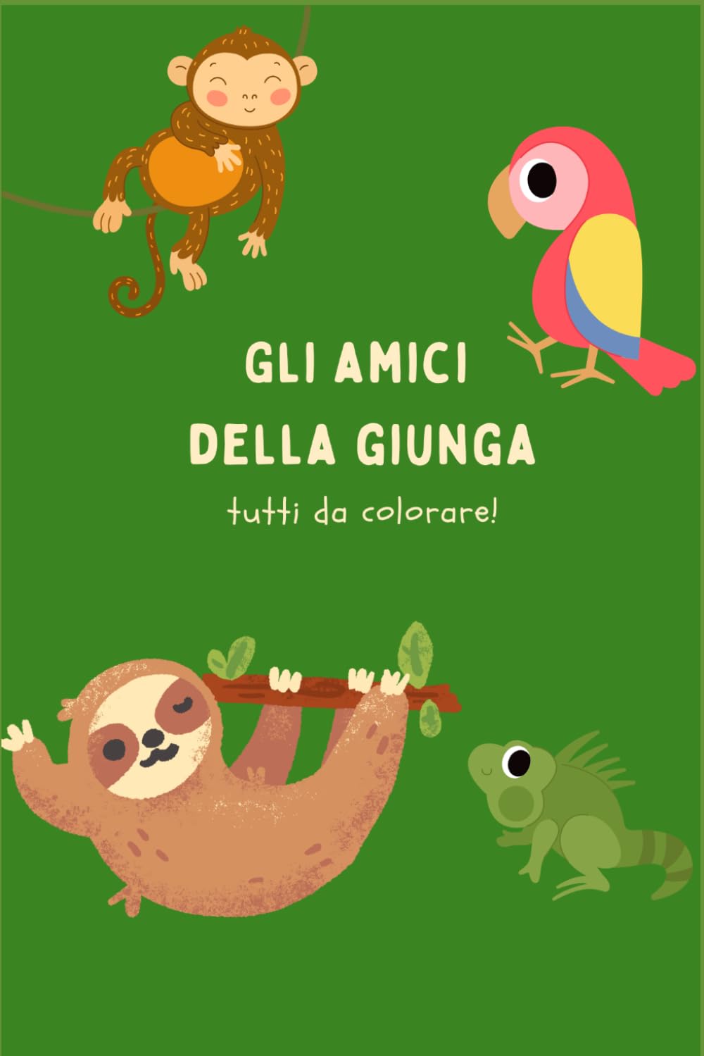 Gli animali della giungla da colorare per bambini e bambine, un passatempo semplice ma creativo che aiuta i bambini a sperimentare attraverso i colori