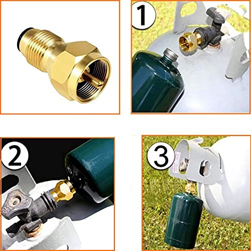 DAZZLEEX Convertitore per bottiglia da griglia, valvola di controllo dell'ago del propano in ottone, adattatore per serbatoio di propano da 0,5 kg a 9,1 kg, adattatore salva-bistecca