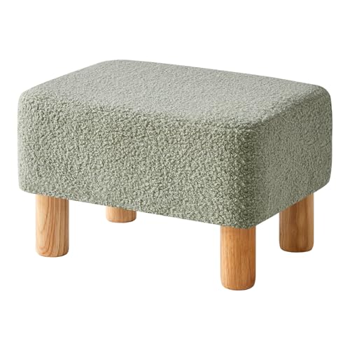 YMYNY Petit Pouf Ottoman, Repose-Pieds, Ottomane Rectangulaire avec Pieds en Bois Stable, Matériau Teddy, Tabouret Bas, Tabouret de Canapé pour Salon,...