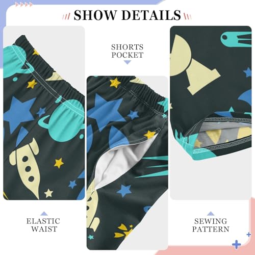 ZZKKO Cute Space Dark Blue Boys Pants for Kids Jogger Pants with Pockets S-XL4