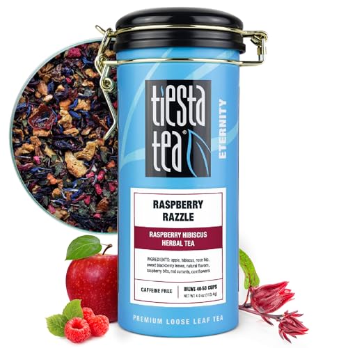 Image of Tiesta Tea - Raspberry Razzle Tea, Loose Leaf, Raspberry Hibiscus Herbal Tea, Premium Caffeine-Free Tea Blend, Make Hot or Iced & Up to 50 Cups, 4 oz Refillable Tin