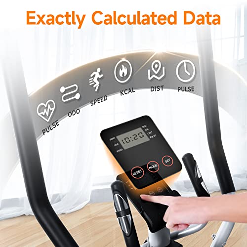 JEEKEE Elliptical Machine, Elliptical Machines for Home Use, 16 Resistance Levels, Ultra-Quiet Magnetic Driving System, Elliptical Exercise Machine with LCD Monitor
