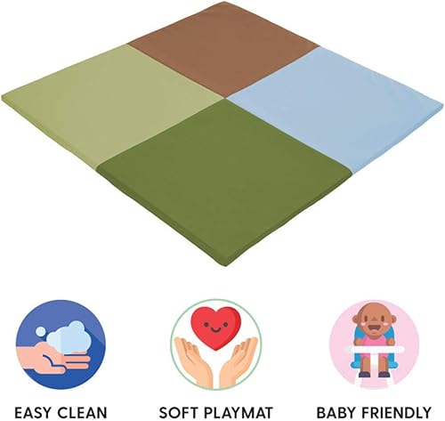 Miniatura 6 de Factory Direct Partners 10392-ET SoftScape Squares - Tapete de actividad para bebés y niños pequeños, tiempo boca abajo para bebés, juego colorido
