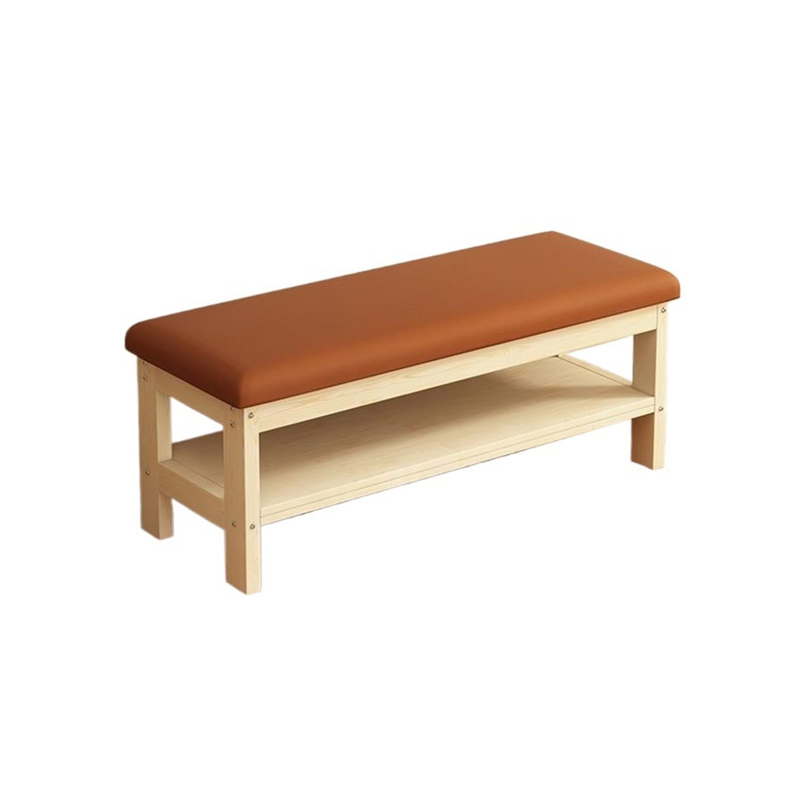 MYUYEE Shoe Bench Entryway- Shoe Rack Bench, Solid Wood Entryway Bench, Shoe Bench Storage Stool Multi-Function Double-Layer Shoe Rack Living Room Sofa Stool(Bruin-80 * 30 * 45Cm)