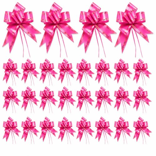 Image of Prokart - Pull Bow Gift Ribbon for Gift Wrapping, Large Decorative Pull Bows for Presents, Hampers, Flower Bouquets, Wedding, Birthday, Christmas & Party Decorations (50MM, Baby Pink, Pack of 100PC)