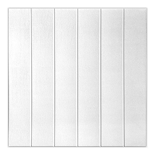 WEIMALL 6枚セット 壁紙 木目 シール クッションブリック (約)69.5cm×69.5cm×0.5cm クッション壁紙シート 賃貸 木目調 ホワイト